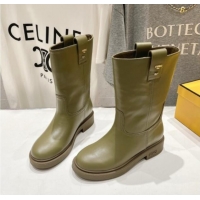 Pretty Style Fendi Filo Medium Boots 3.5cm in Calf Leather Green 930090