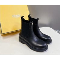 Stylish Fendi Filo Biker Ankle Boots 3.5cm in Black Calf Leather 930091