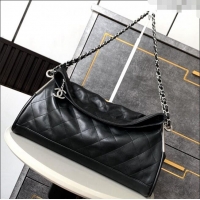 Luxury Discount Chanel Lambskin Large Hobo bag CH110703 Black 2024