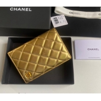 Good Taste Chanel Metallic Calfskin Passport Cover A80385 Gold 2024