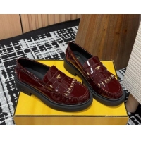 Sophisticated Fendi Filo Platform Loafers 4cm in Shiny Leather with Tassel Dark Brown 930114