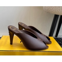 Stylish Fendi Feel Feel Heel Slides Sandal 9.5cm Brown 112090