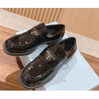 Classic Hot Prada Patent Leather Loafers Black 114128