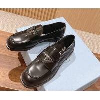 Best Product Prada Brushed Leather Loafers Black 114130