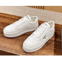 Unique Style Prada Leather Platform Sneakers White 115003