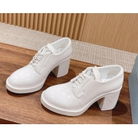 Low PricePrada Brushed Leather Lace-up Pumps 7.5cm White 115004