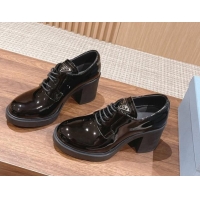 Fashion Prada Patent Leather Lace-up Pumps 7.5cm Black 115006