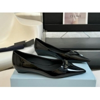 Sumptuous Prada Patent Leather Pointed Ballerinas Flat Black 1115018