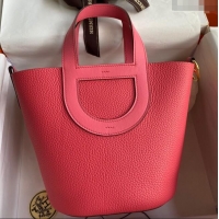 Best Price Hermes In-The-Loop Bag 18cm in Original Taurillon Clemence Leather H1504 Azalee/Gold 2024 (Full Handmade)