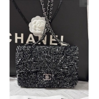 Top Grade Chanel Sequins Classic Mini Flap Bag A69900 Black/White 2024