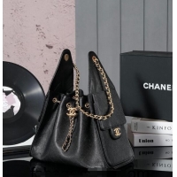 Good Looking Chanel Grained Calfskin Hobo bag CH110704 Black 2024