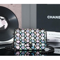 Buy Discount Chanel Embroidered Satin & Sequins Classic Mini Flap Bag with Bloom A69900 Black