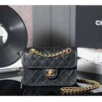 New Design Chanel Woven Quilted Calfskin Mini Flap Bag A7110 Black 2024