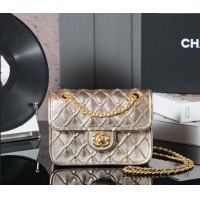 Classic Specials Chanel Woven Quilted Calfskin Mini Flap Bag A7110 Gold 2024