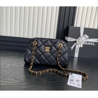 Pretty Style Chanel Grained Shiny Calfskin Small Bowling bag AS5137 Black 2024