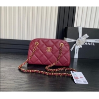 Well Crafted Chanel Grained Shiny Calfskin Small Bowling bag AS5137 Burgundy 2024