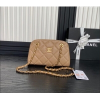 Buy Classic Chanel Grained Shiny Calfskin Small Bowling bag AS5137 Beige 2024