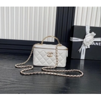 Best Quality Chanel Lambskin & Strass Clutch with Chain and Top Handle AP4317 White 2024