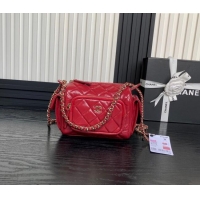 Good Quality Chanel Shiny Crumpled Lambskin Small Camera Case bag AS5220 Red 2024