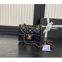 Promotional Chanel Shiny Crumpled Calfskin Mini Flap bag AS5226 Black 2024