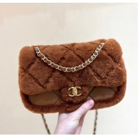 Top Grade Chanel Shearling Lambskin Flap Bag AS5149 Brown 2024 Top Quality