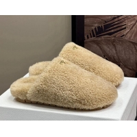 Perfect Prada Shearling Wool Flat Mules Beige 115029