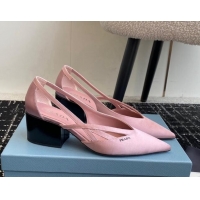 Good Looking Prada Satin cut-out pumps 6.5cm Light Pink 115050