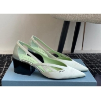 Low Cost Prada Satin cut-out pumps 6.5cm Light Green 115051