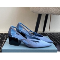 Buy Luxury Prada Satin cut-out pumps 6.5cm Light Blue 115061