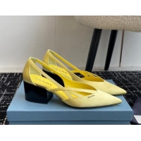 Grade Quality Prada Satin cut-out pumps 6.5cm Yellow 115062