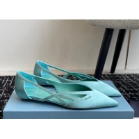 Unique Style Prada Satin cut-out ballerinas flat Lake Blue 115064