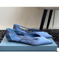 Popular Style Prada Satin cut-out ballerinas flat Light Blue 115066