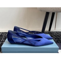 Shop Duplicate Prada Satin cut-out ballerinas flat Royal Blue 115067