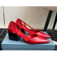 Big Discount Prada Brushed leather cut-out pumps 6.5cm Red 115073