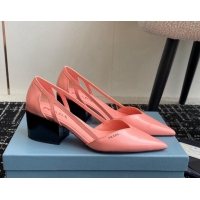 Durable Prada Brushed leather cut-out pumps 6.5cm Peachy Pink 115074