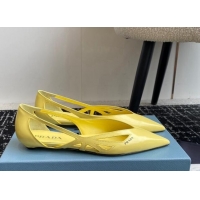 Most Popular Prada Brushed leather cut-out ballerinas flat Yellow 115079