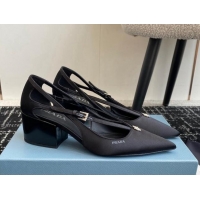 Best Grade Prada Satin cut-out pumps 6.5cm Black 115083