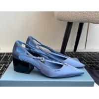 Best Product Prada Satin cut-out pumps 6.5cm Light Blue 115088