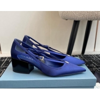 Luxurious Prada Satin cut-out pumps 6.5cm Royal Blue 115090