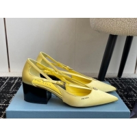 Grade Quality Prada Satin cut-out pumps 6.5cm Yellow 115094