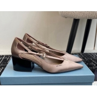 Good Quality Prada Satin cut-out pumps 6.5cm Khaki 115095