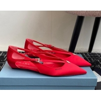 Best Price Prada Satin cut-out ballerinas flats Red 115103