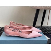 1:1 aaaaa Prada Satin cut-out ballerinas flats Light Pink 115099