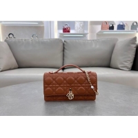 Famous Brand Dior My Dior Mini Bag in Cannage Lambskin with Pearl 0980 Bronze Brown