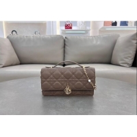 Best Product Dior My Dior Mini Bag in Cannage Lambskin with Pearl 0980 Taupe Grey