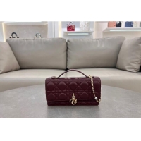 Well Crafted Dior My Dior Mini Bag in Cannage Lambskin with Pearl 0980 Dark Burgundy