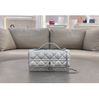 Shop Discount Dior My Dior Mini Bag in Cannage Lambskin with Pearl 0980 Iridescent Silver