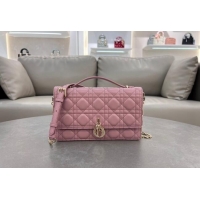 Luxury Cheap Dior My Dior Top Handle Bag in Cannage Lambskin 0997 Aged Pink 2024