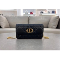 Low Cost Dior Miss Caro Pouch with Chain in Macrocannage Lambskin 5225 Black 2024