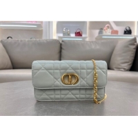 Classic Specials Dior Miss Caro Pouch with Chain in Macrocannage Lambskin 5225 Light Blue 2024